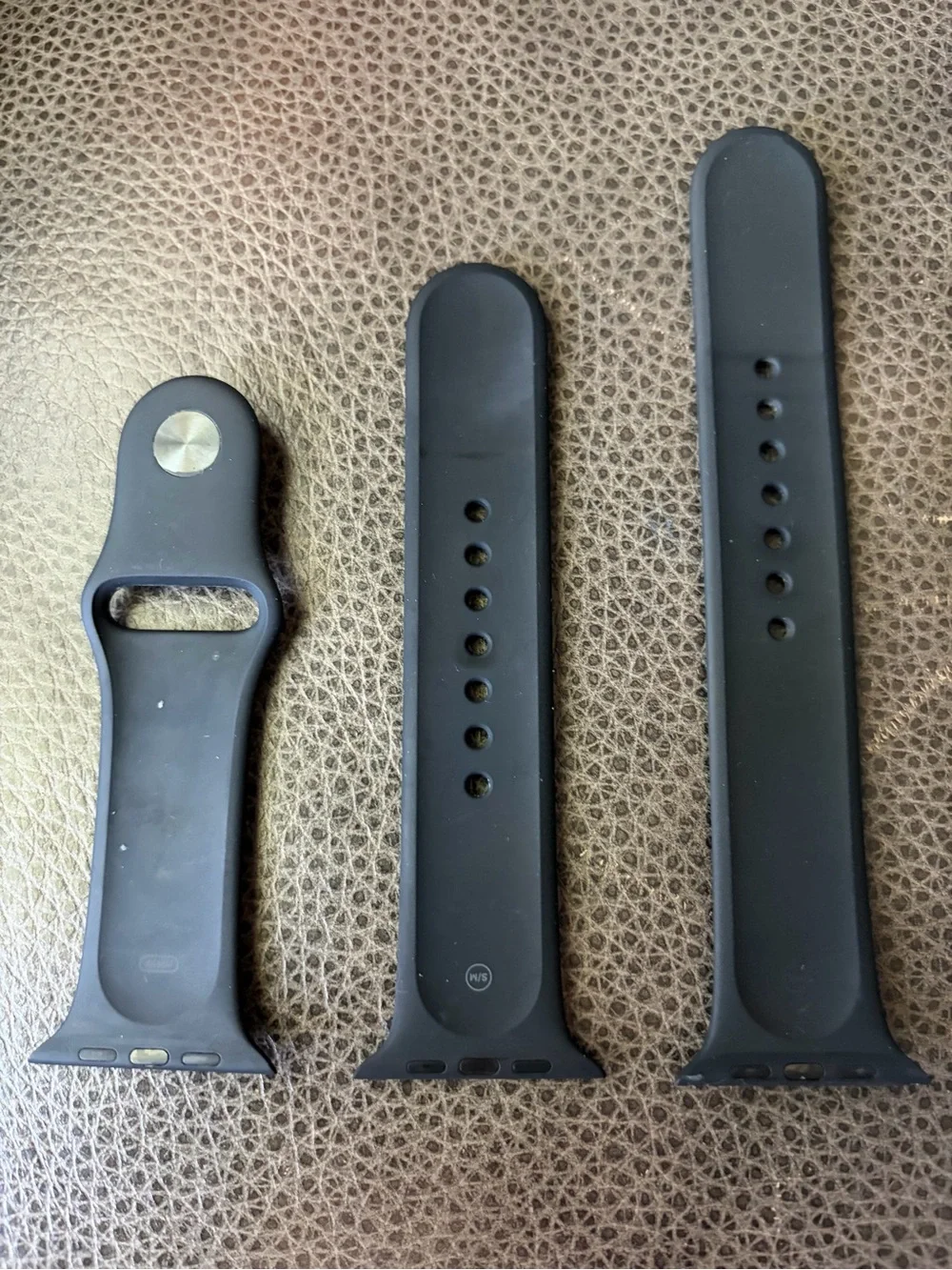 Apple Watch Black Silicone Watch Band Replacement - 3-Piece Set 42mm S/M and M/L